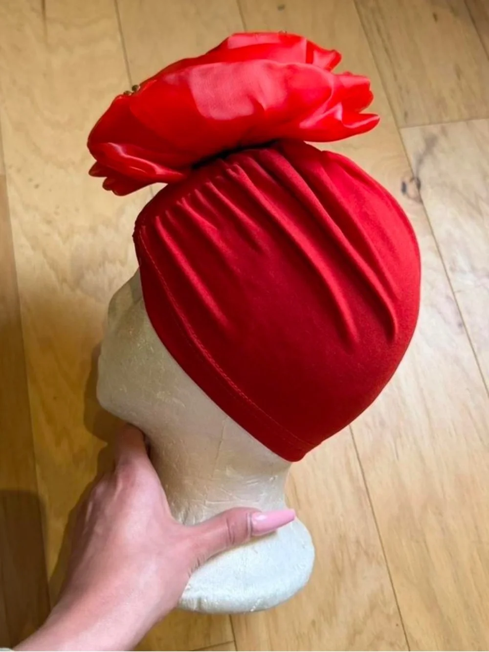 Red Floral Turban Headwrap for Women
